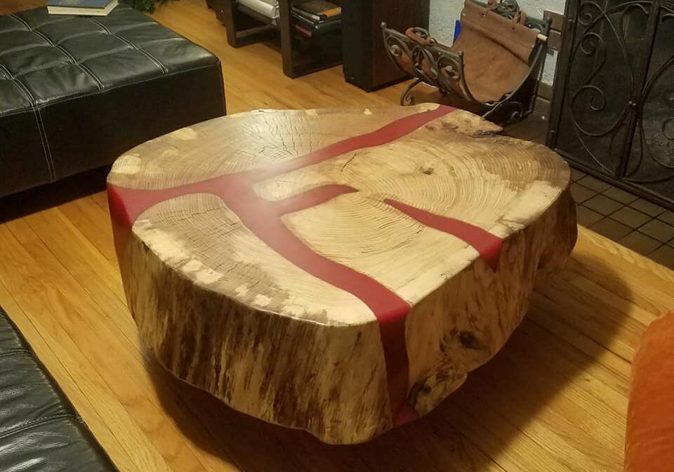 Pinoak - Live edge slab coffee table